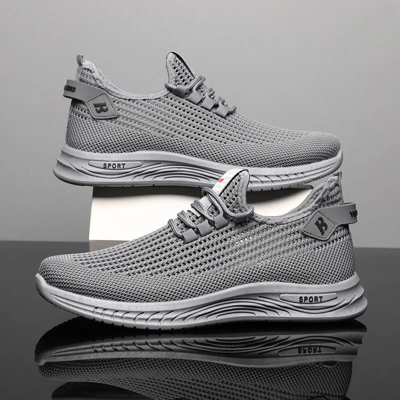 Sepatu Lari Rajut Jaring Pria, - Shock Absorbing Gym Trainers ulasan dan harga
